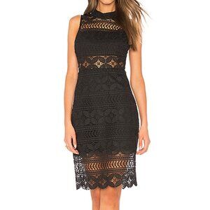 J.O.A. Mock Neck Lace Back Midi Dress - S